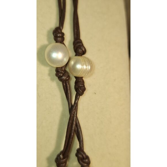 Artistic Women's Necklace Genuine Pearls Beachy Nautical Boho Grandma Chic - Picture 3 of 9